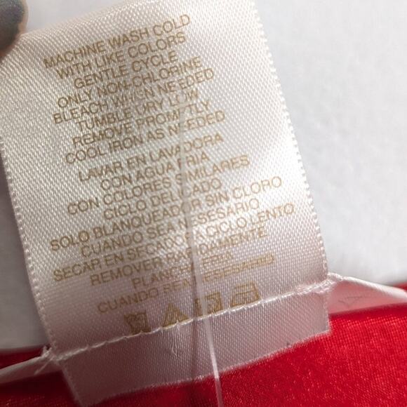 Vintage Y2K Red Satin Heart Pattern Semi Sheer Cami Top Sleeveless Bow Size L - Picture 8 of 11